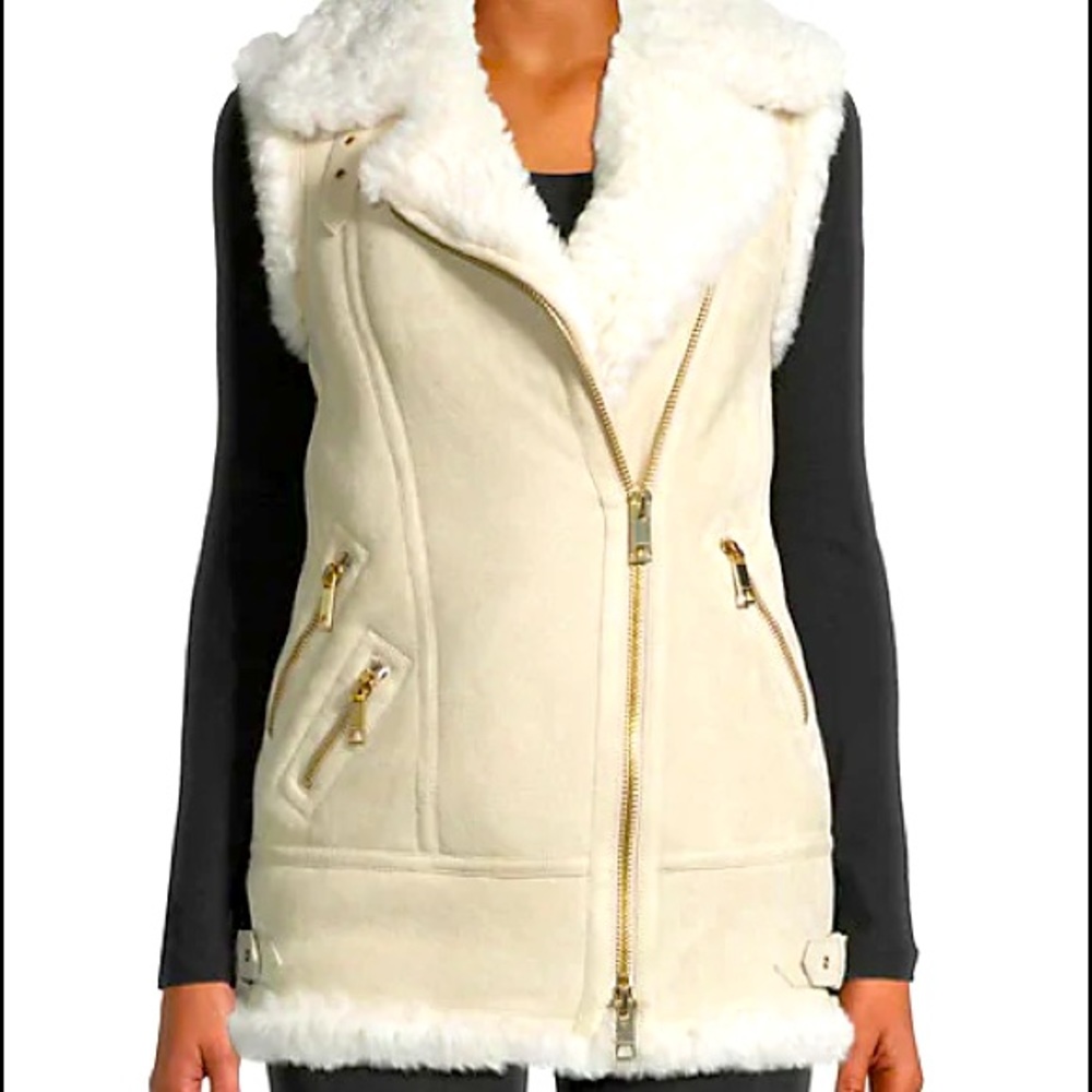 Burberry Lambs Shearling Sleeves Motto Jacket.